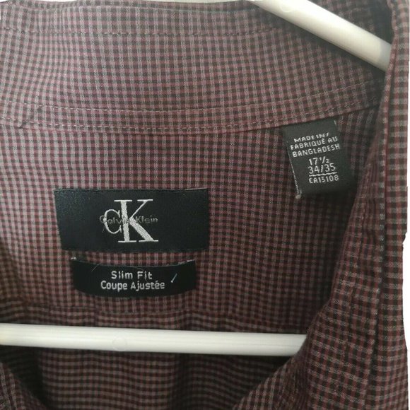 Calvin Klein Men's Long Sleeve Slim Fit Button Down Solid Shirt, Sz 17.5 XL - Picture 2 of 3